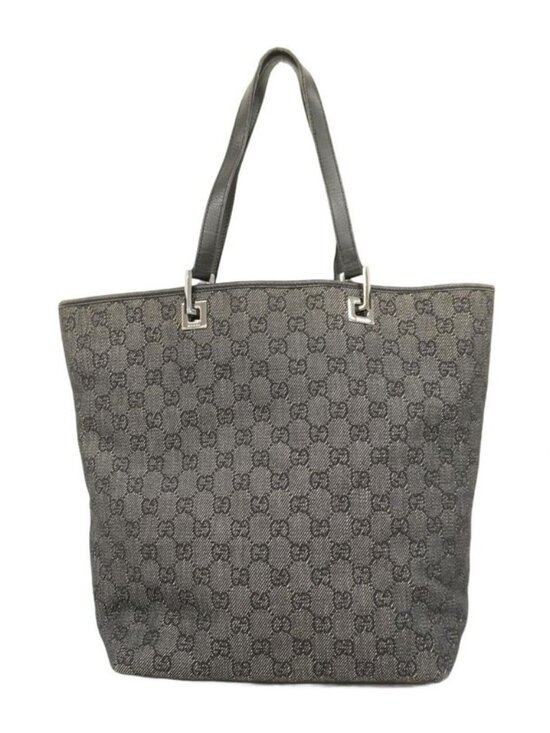 Gucci Tote Denim Black Silver